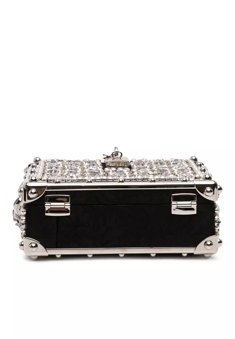 Pre-Loved Dolce & Gabbana Rhinestone Embellished Jacquard Dolce Box Bag