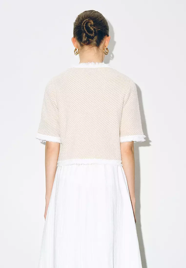 Striped Tweed Short Sleeve Top