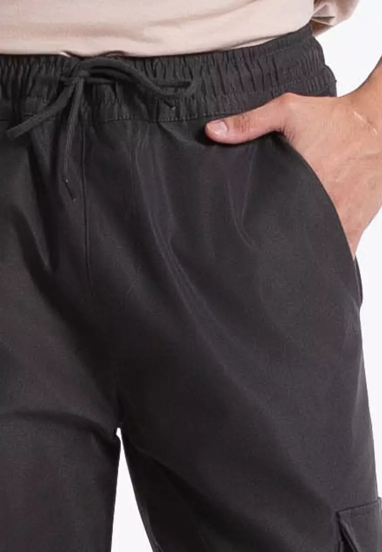Forest Elastic Waist Trousers Cargo Long Pants Men | Seluar Panjang Lelaki - 10791-03DkGrey