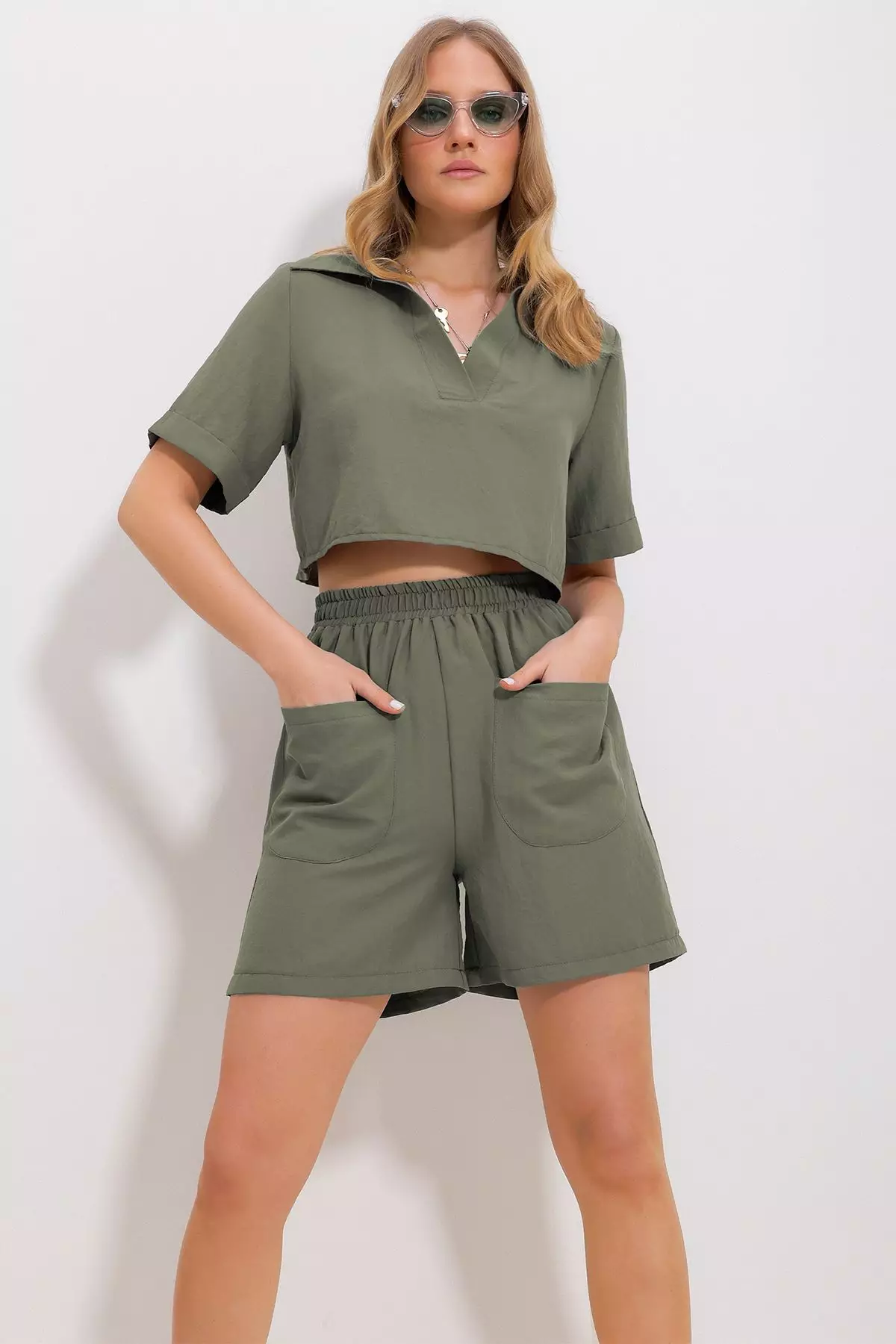 Crop Shirt and Shorts Set