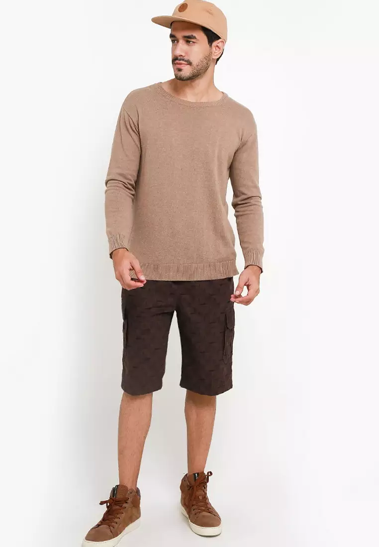 NX Celana Pendek Karet Cargo Printing Coklat Pria