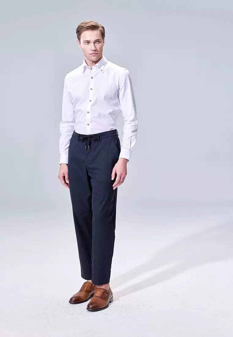 White Texture Slim Fit Shirt