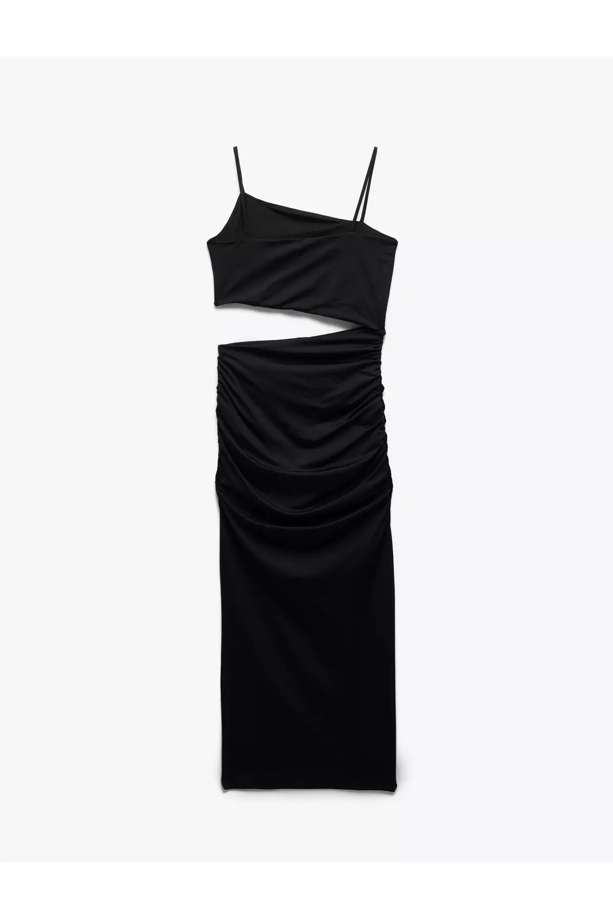 Slim Strap Side Window Detail Midi Bodycon Dress