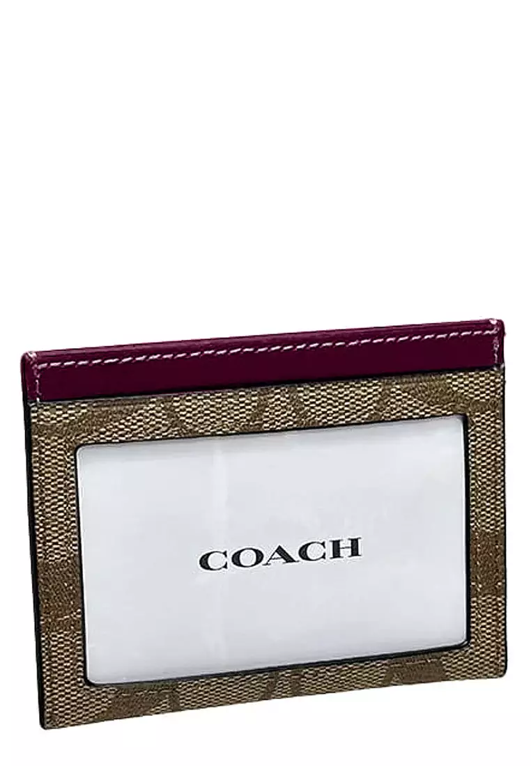 Buy Coach Coach Slim Id Card Case In Signature Canvas in Khaki/ Deep ...