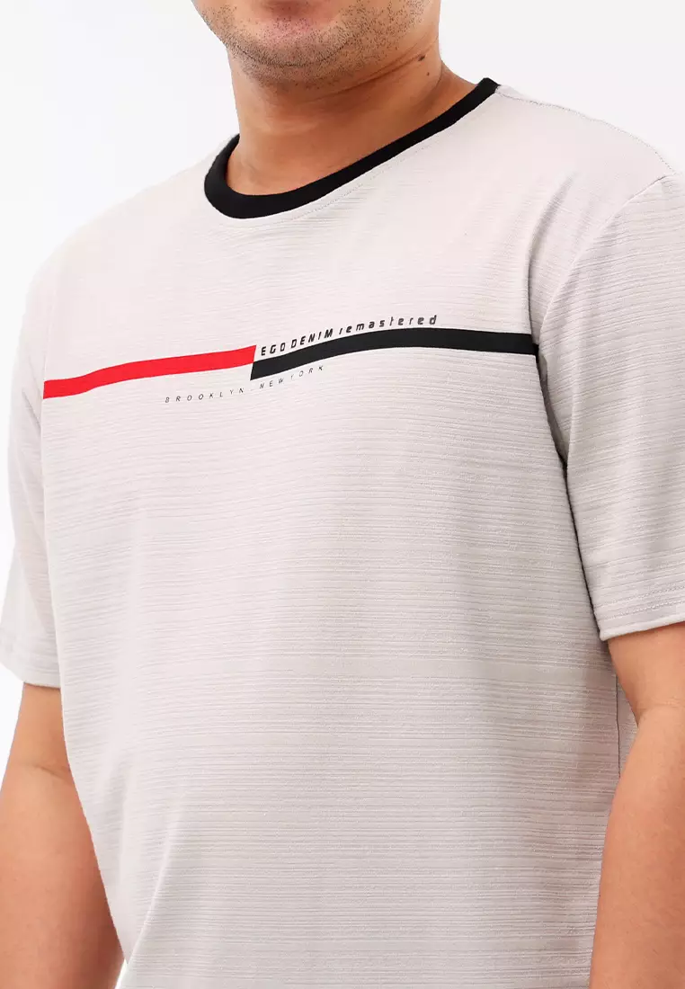 Round Neck Streaky Short Sleeves