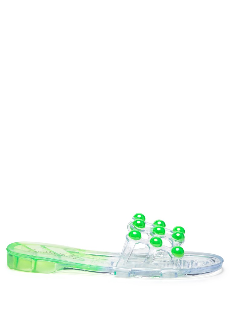 Jelly Gems Slip-On Flats in Green