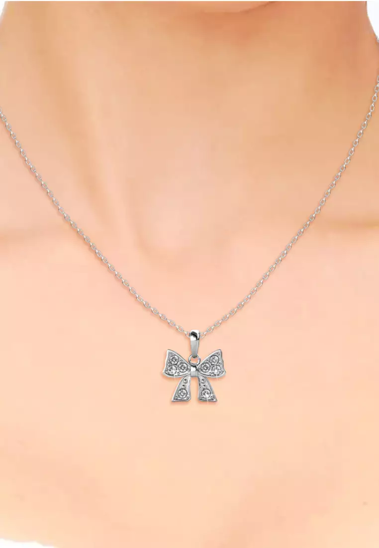 Mini Ribbon Pendant WG - Kalung Crystal Swarovski by Her Jewellery