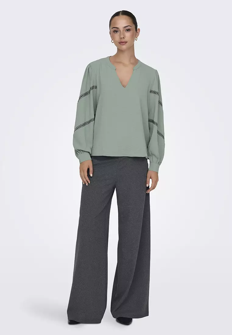 Lion Life Long Sleeve V-Neck Volume Top