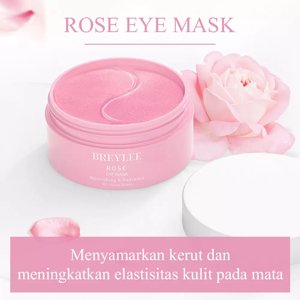 BREYLEE Rose Eye Mask - Masker mata Refreshing, Menyegarkan, Melembabkan, Area Sekitar Mata (60 pads)