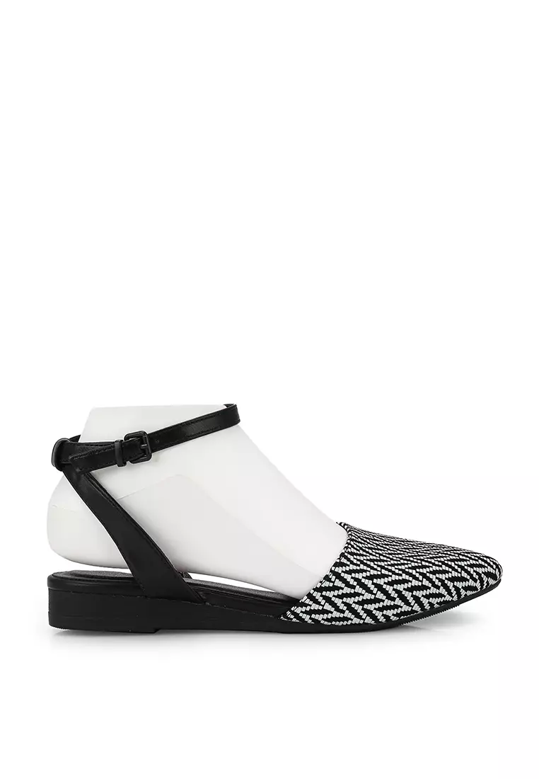 White flats with ankle strap sale