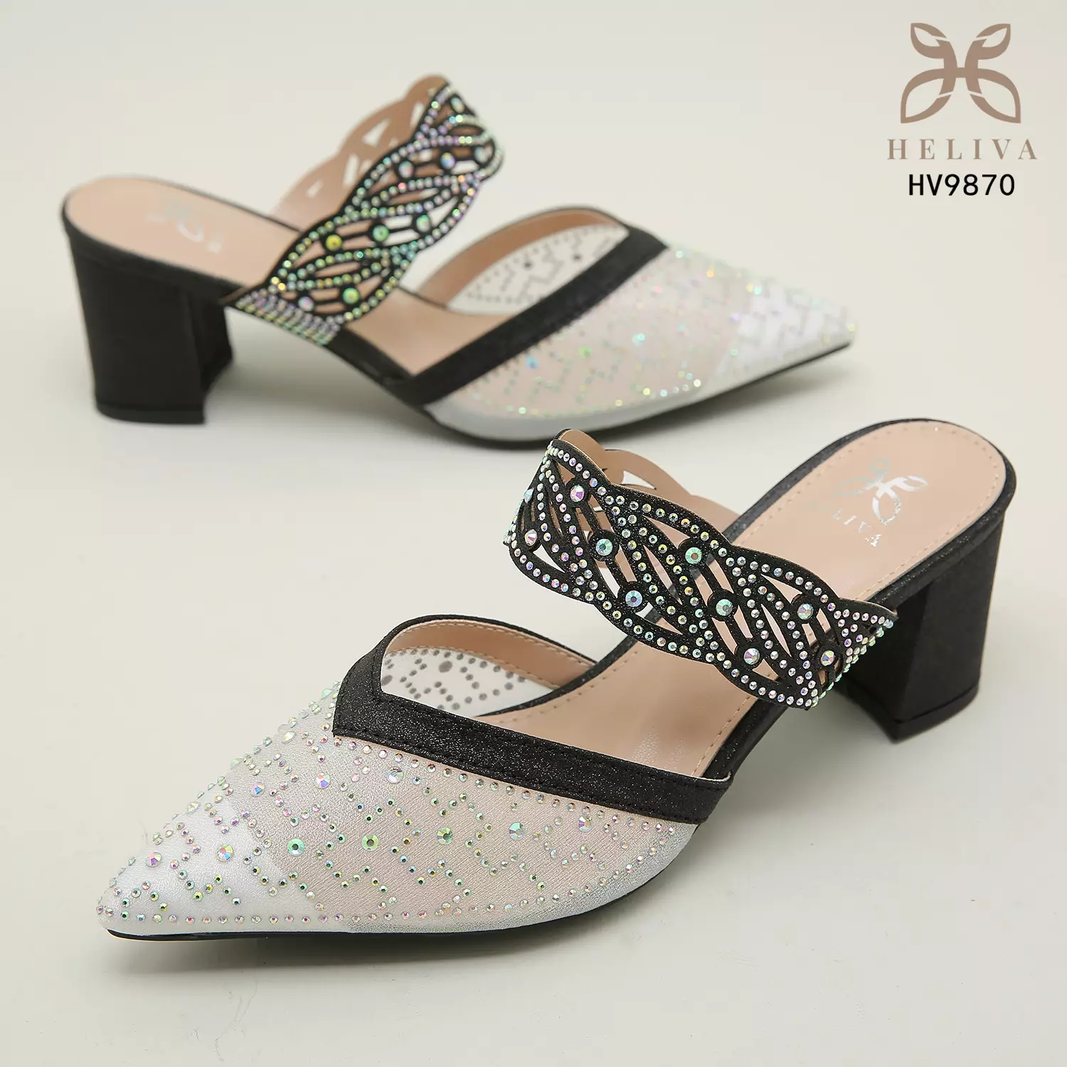 Heliva Esty High Heels Glitter Pointed Shoes Semi Transparent