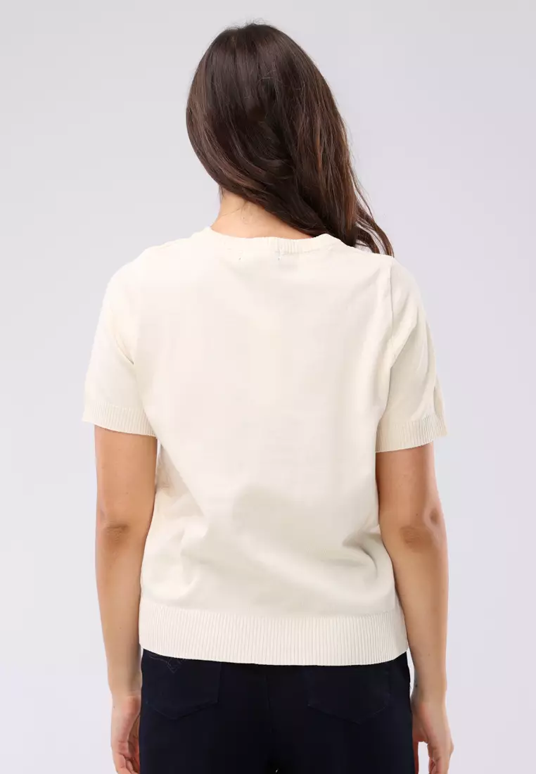 Textured Knitted Short Sleeves Blouse
