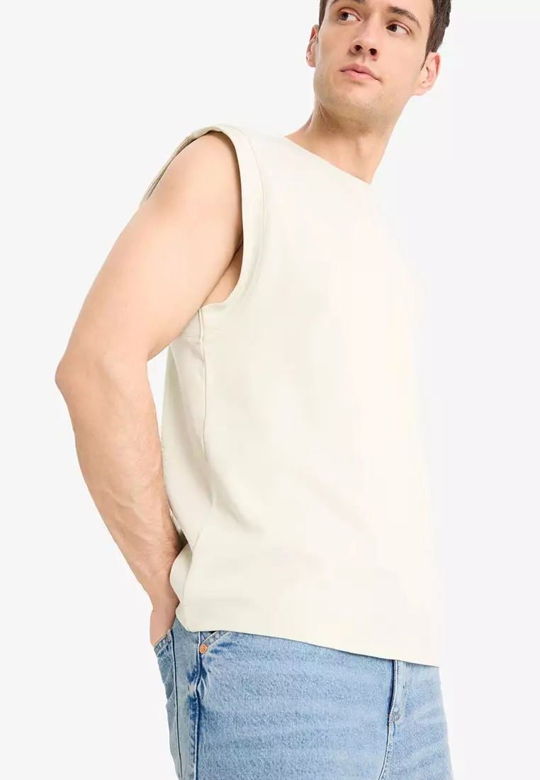 100% Cotton Boxy Fit Crew Neck Printed Undershirt C5040Ax25Hs