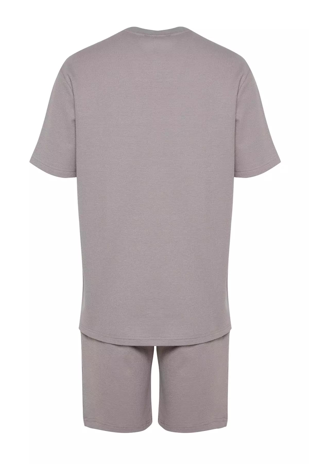 Gray Regular Fit Knitted Shorts Pajamas Set Tmnss23Pt00032
