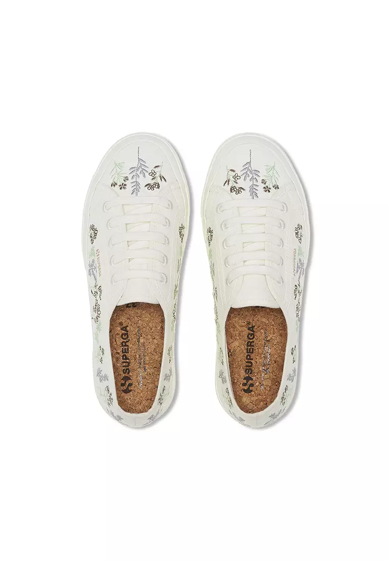 Buy Superga 2750 Organic Flowers Embroidery White Avorio Green