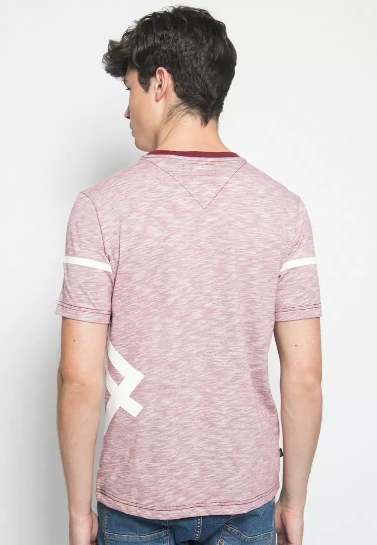 Johnwin - Kaos Casual - Kaos Pria - Kaos Sablon - Kaos Merah Muda - Slim Fit - ATS.623.M351.01.C