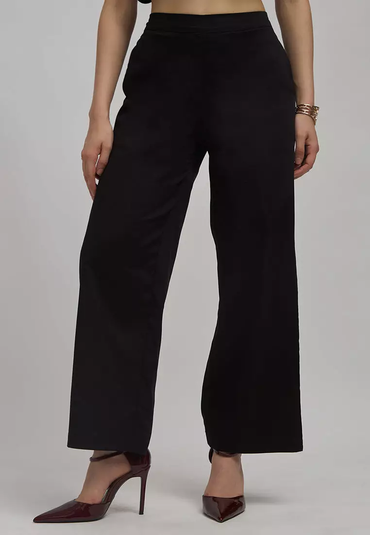 VIRGIO Cotton Stretch High Rise Wide Pants