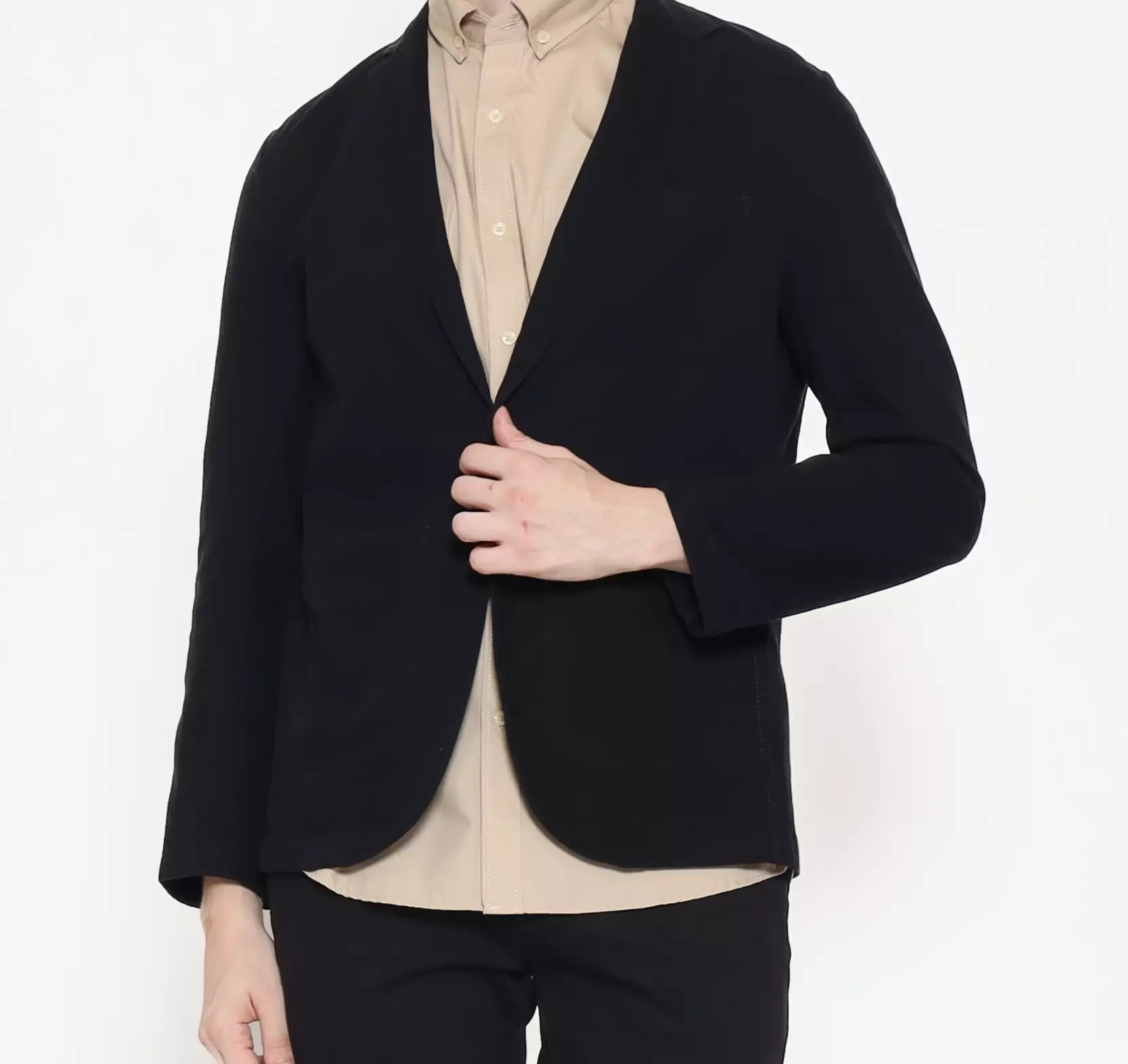 Schoeller Blazer Pria Casual – Kancing 1 | Warna Black | S.1-BCSG1-G101-CTS-S1