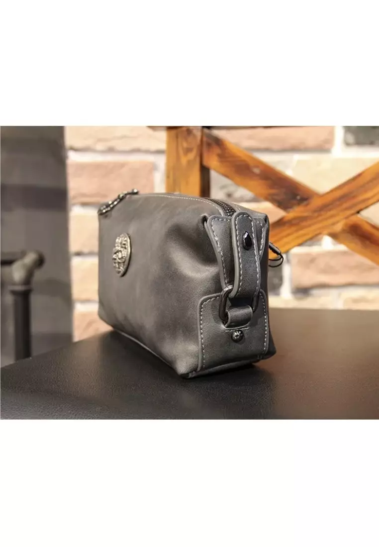 Kleine Dark Grey Dompet Tas Tangan Clutch