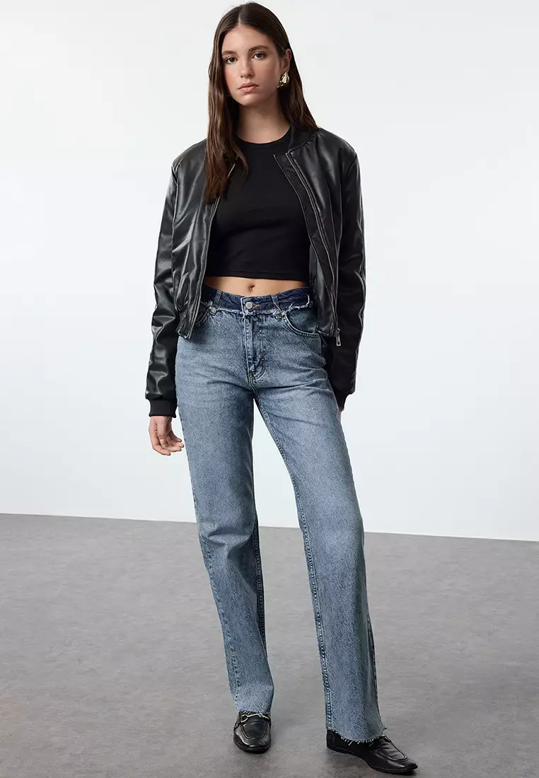 Cotton High Waist Jeans