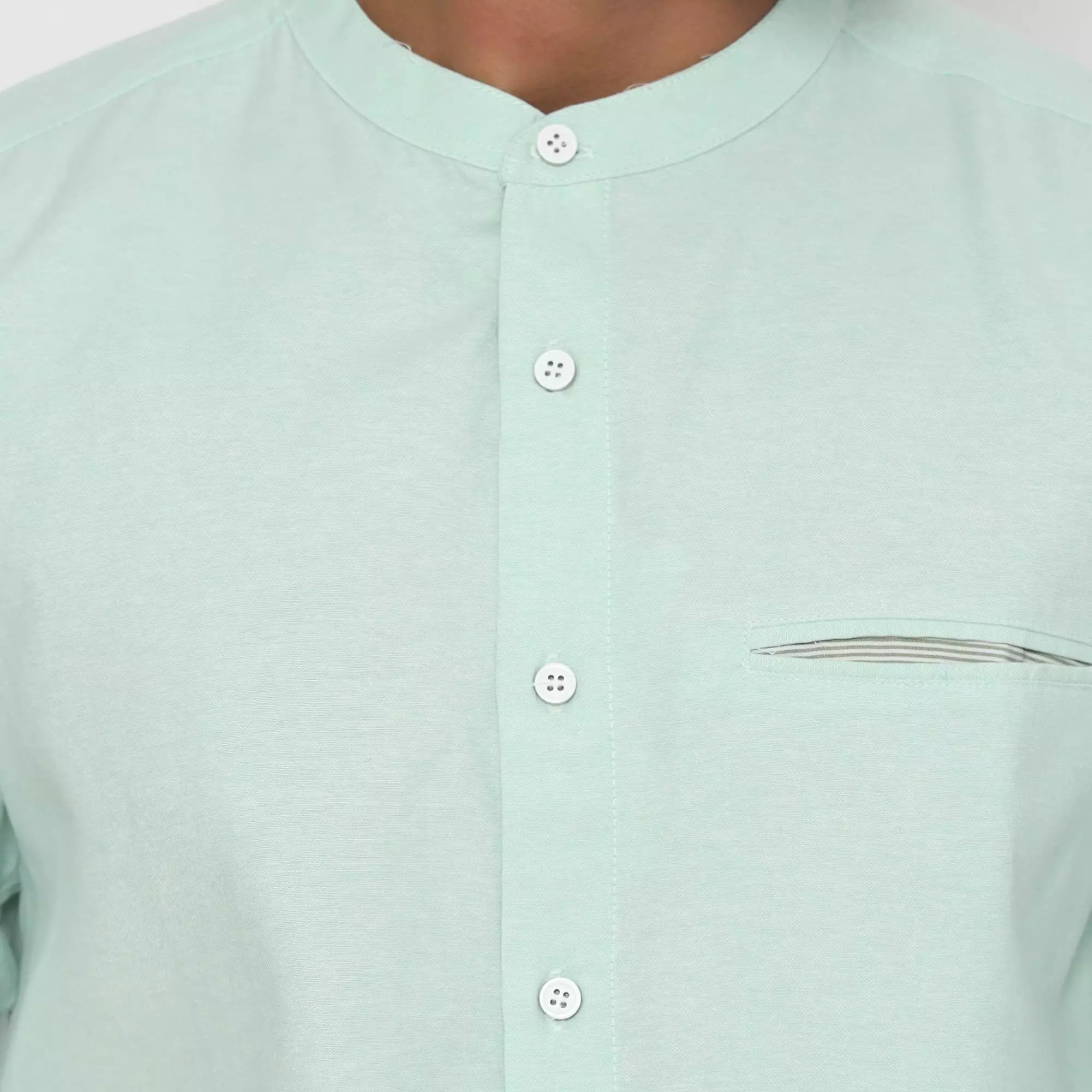 Platini Kemeja Pria Koko Shanghai Lengan Panjang Katun Linen Hijau Mint 22017