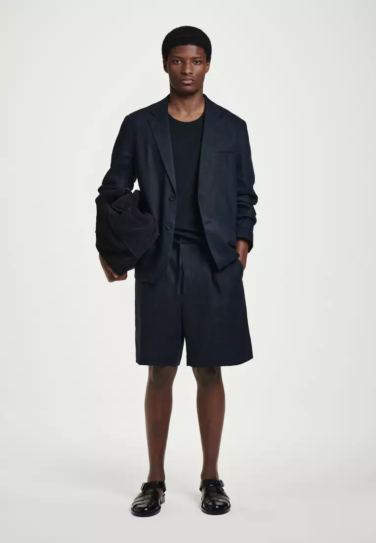 TAILORED DRAWSTRING LINEN SHORTS