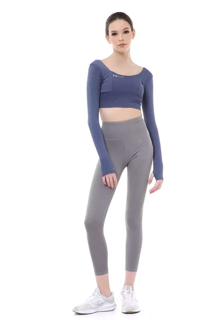 Mikayla One Set Pakaian Olahraga Wanita Atasan & Celana Panjang Kombinasi Warna Material Polyester ORIGINAL - Navy Gray