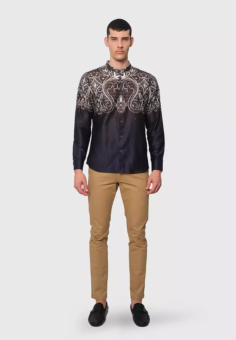 MOC Kemeja Batik Shanghai Lengan Panjang Pria SORLEY-NAVY
