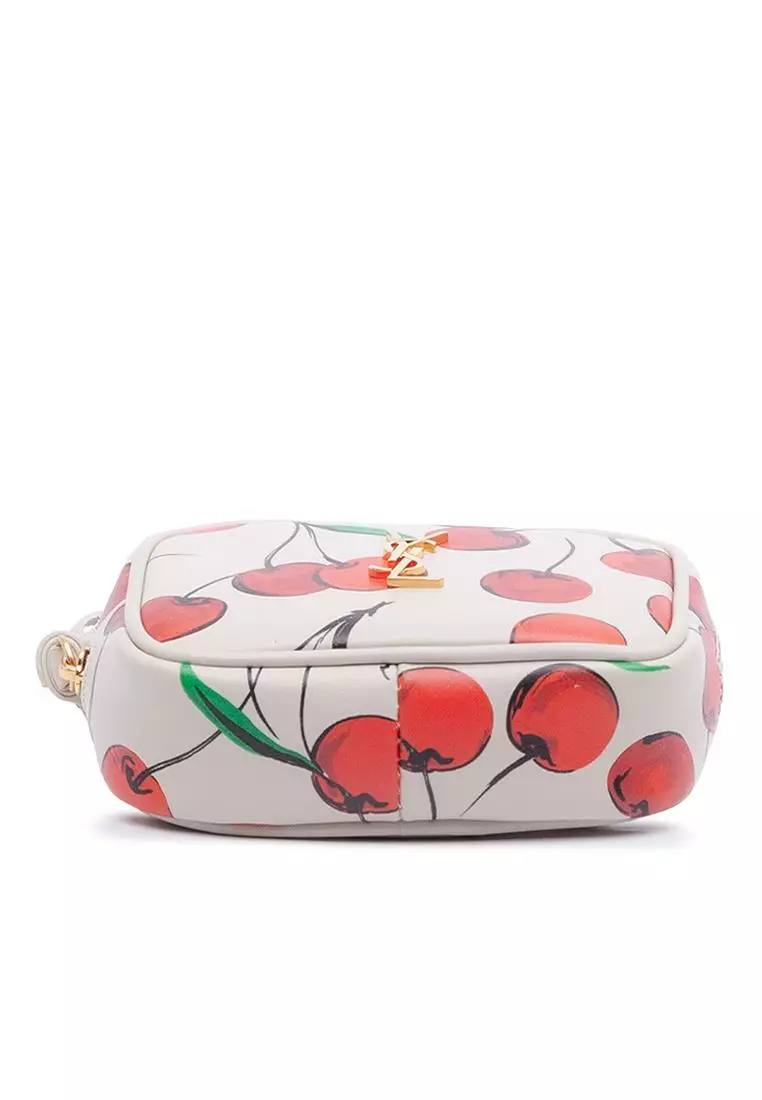 Pre-Loved Saint Laurent Baby Calfskin Monogram Cherry Printed Lou Camera Bag