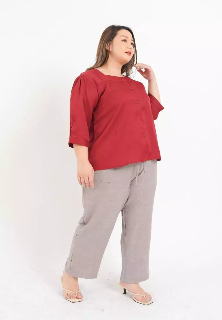 Plus Size Blouse Aubree Maroon