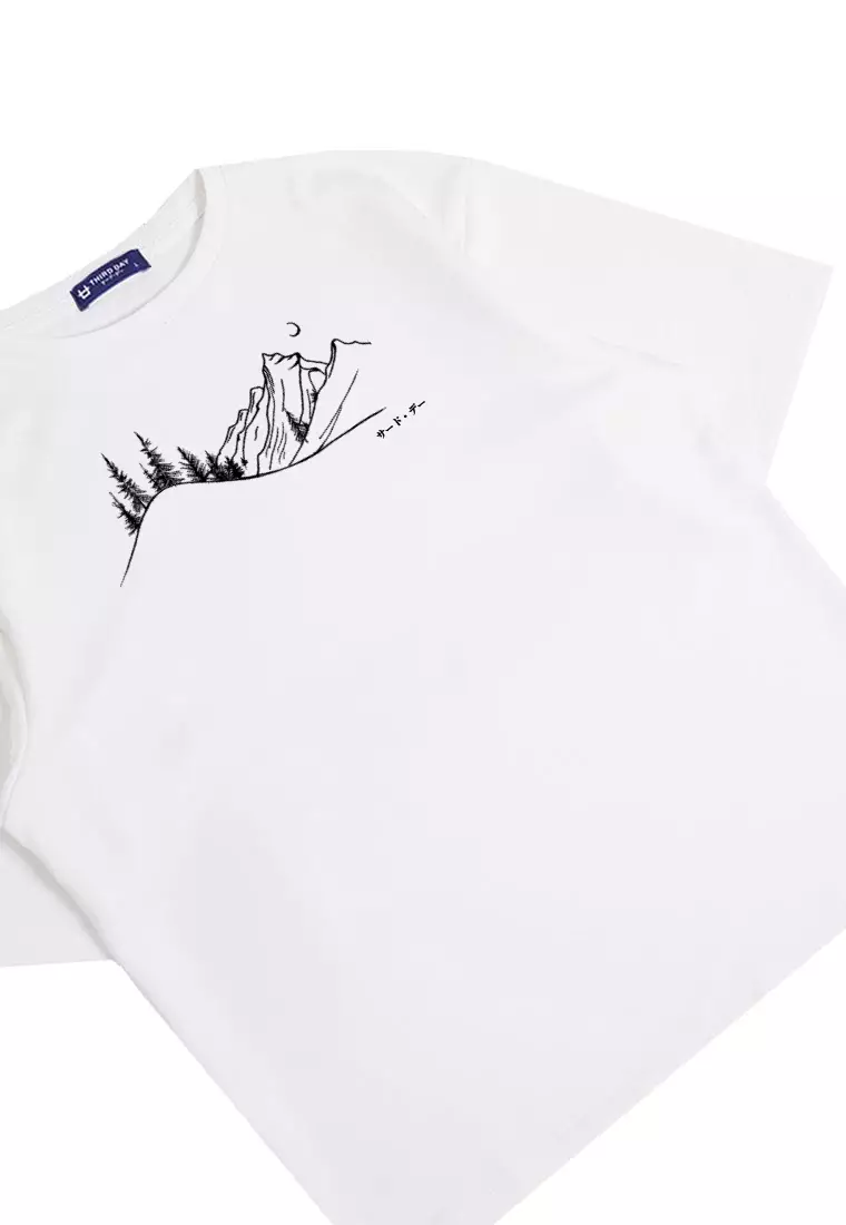 MTW25 Kaos Oversize Bahan Tebal Scubalux "landscape" putih