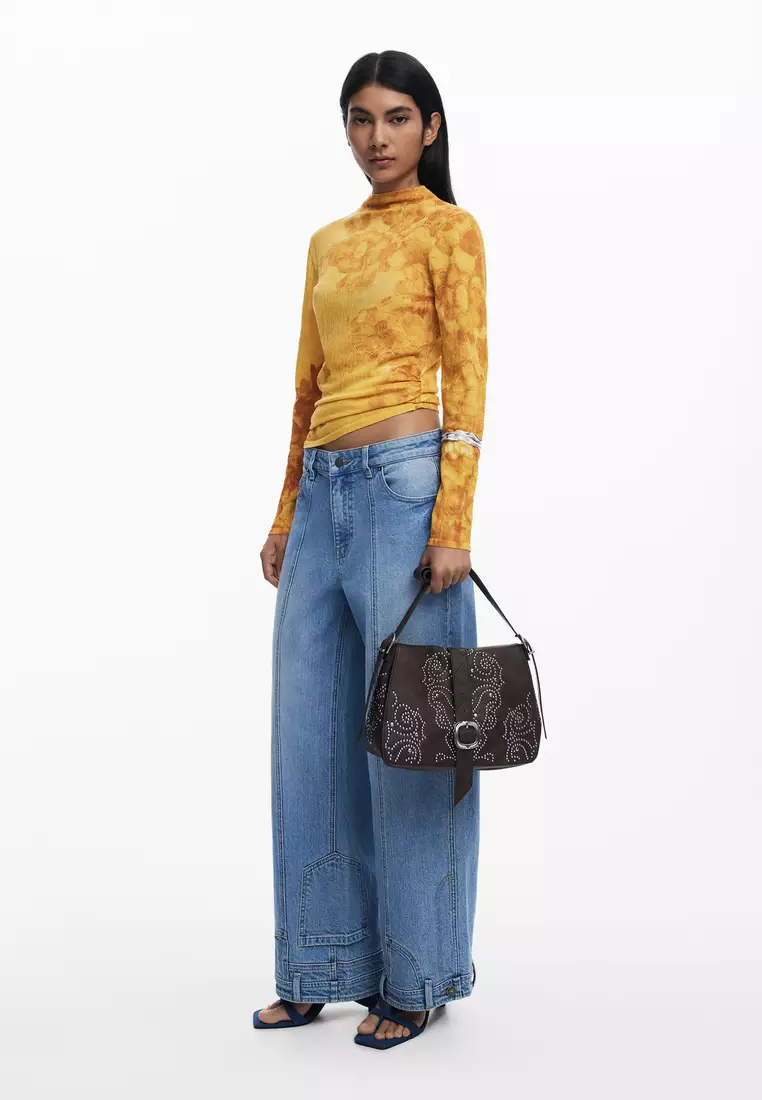 Medium faux leather buckle bag