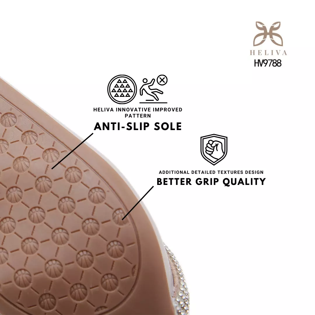 HELIVA CILLA Glossy Pointed Mules 6.5 cm with Elegant Rhinestone Strap HV9788