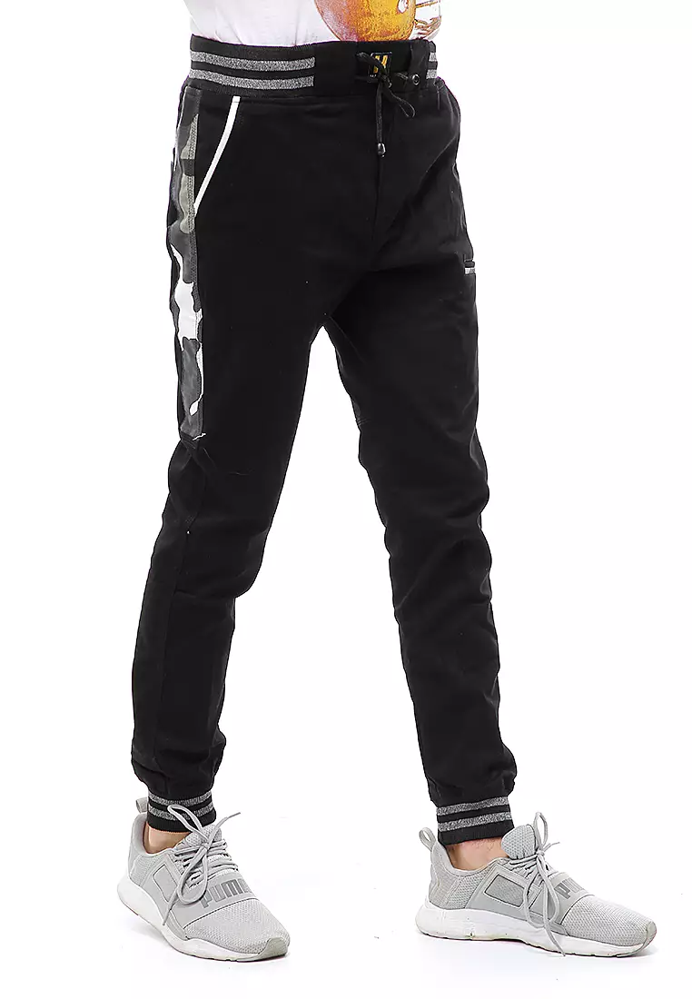 Locko Long Pants Celana Jogger Pria List Army Material Cotton Twill ORIGINAL - Black