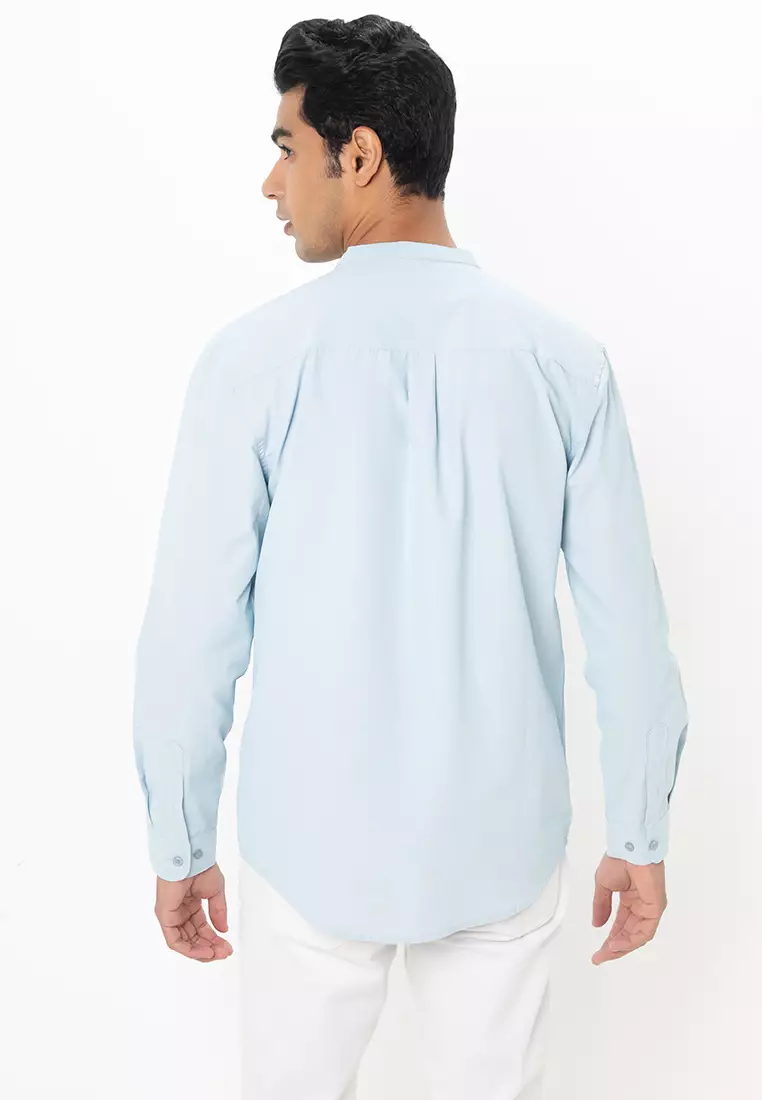 Casual Mandarin Collar Long Sleeve Shirt