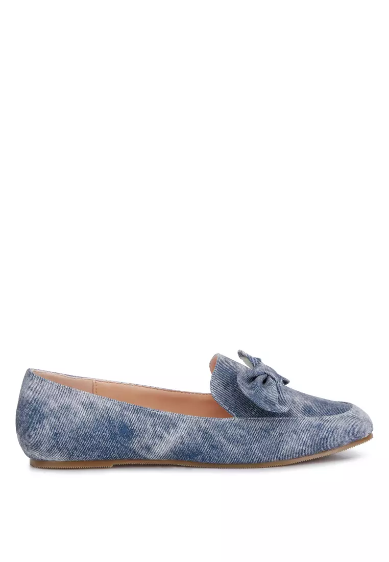 Discount on London Rag  shoes - SKU: Denim Bow-Embellished Loafers