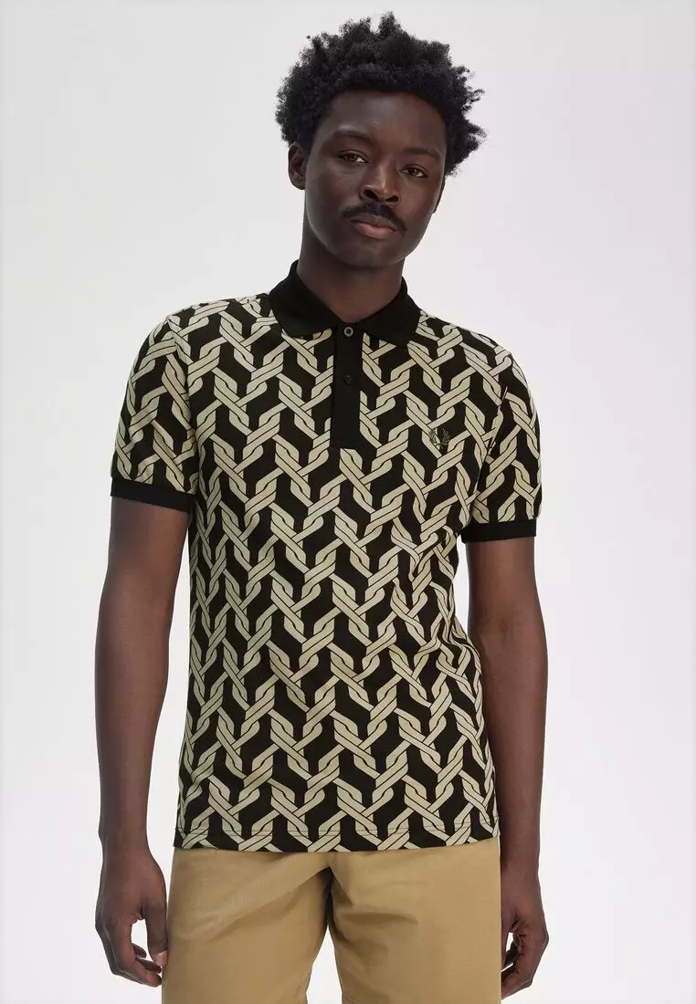 Fred Perry M9837 CABLE KNIT PRINT POLO SHIRT