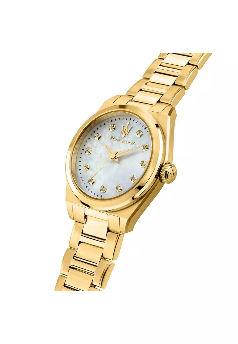 【2年保養】瑪莎拉蒂 Velocita 35mm 女士金色石英腕錶 R8853152502 日本機芯