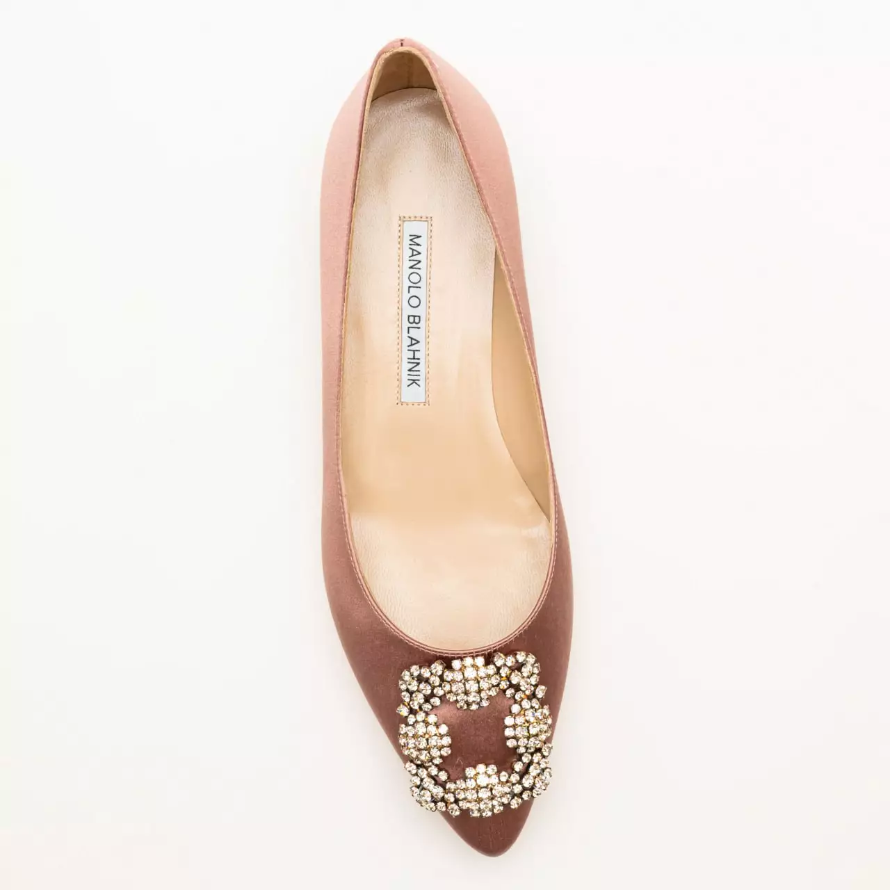 Hangisi Flat Satin LSMOR Crystal Buckle Ballerinas Dark Pink