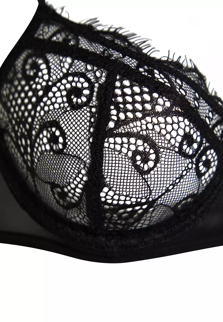 Mesh Balconette Bra & Thong Panties Set