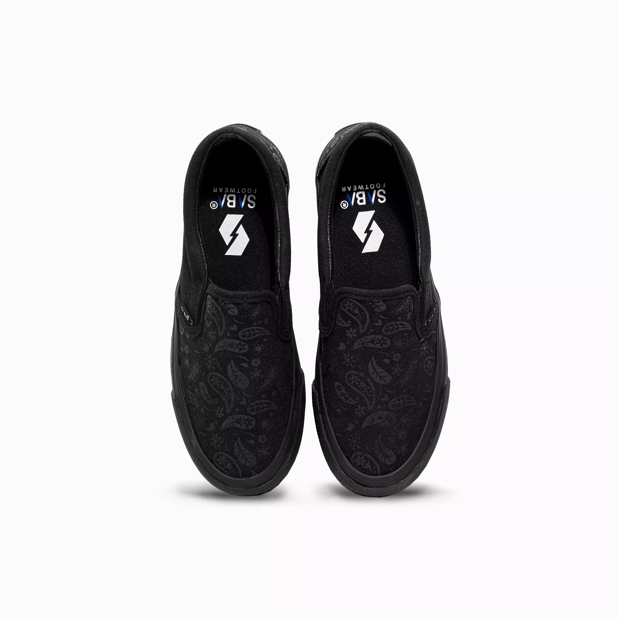 SABA Slip on Paisley Classic All Black - Sepatu Sneakers Casual Pria Wanita | Sepatu Pria Original 100% | Slip On PSL 02