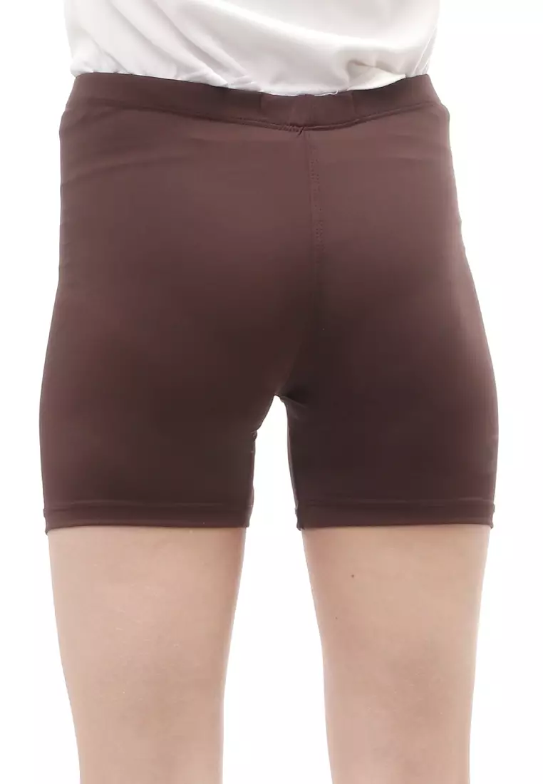 Hot Pants Motif Polos Design Simple Dalaman Wanita Relaxed Fit - Coklat