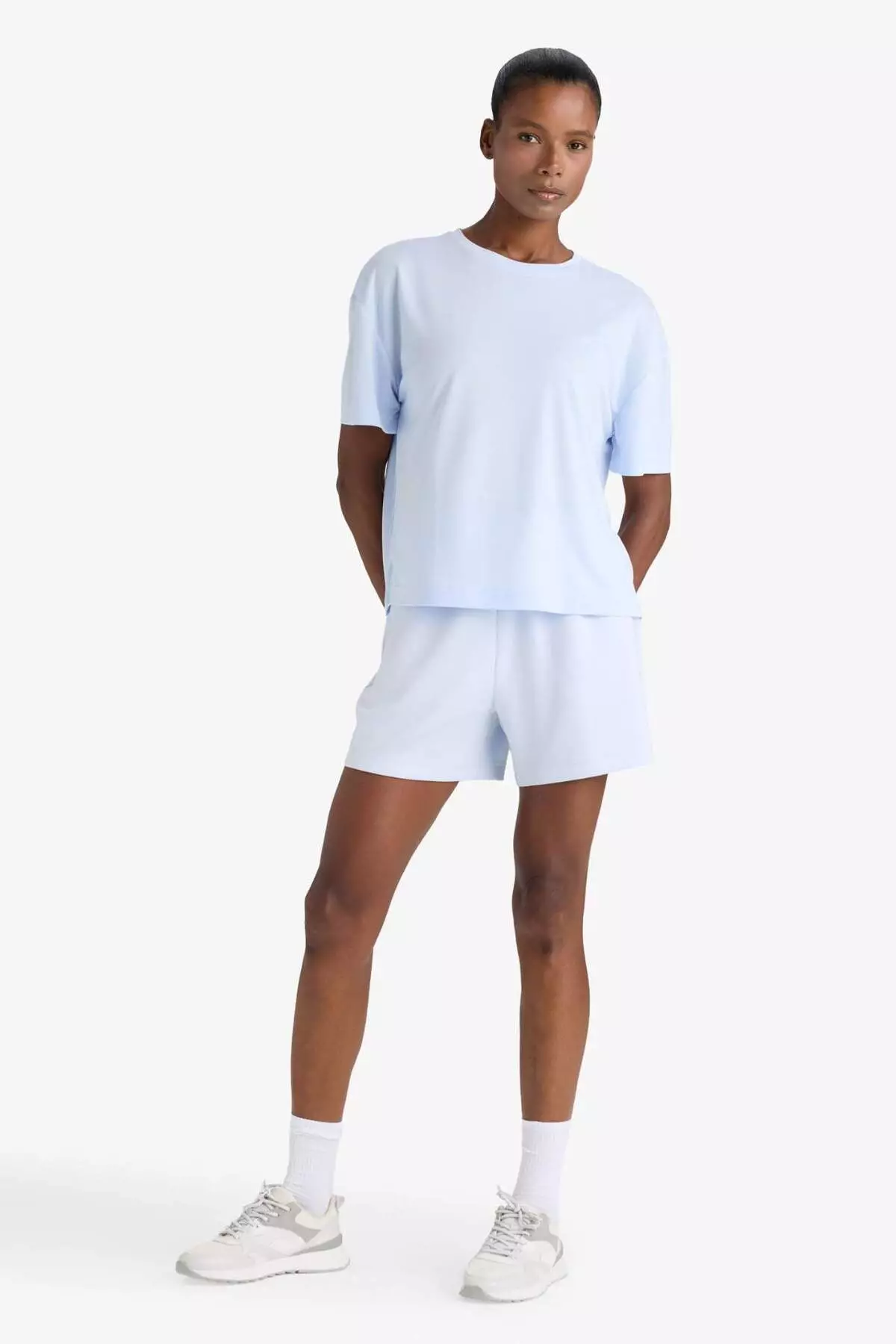 Defactofit Oversize Wide Fit Crew Neck Modal Short Sleeve T-Shirt E2932Ax25Sm