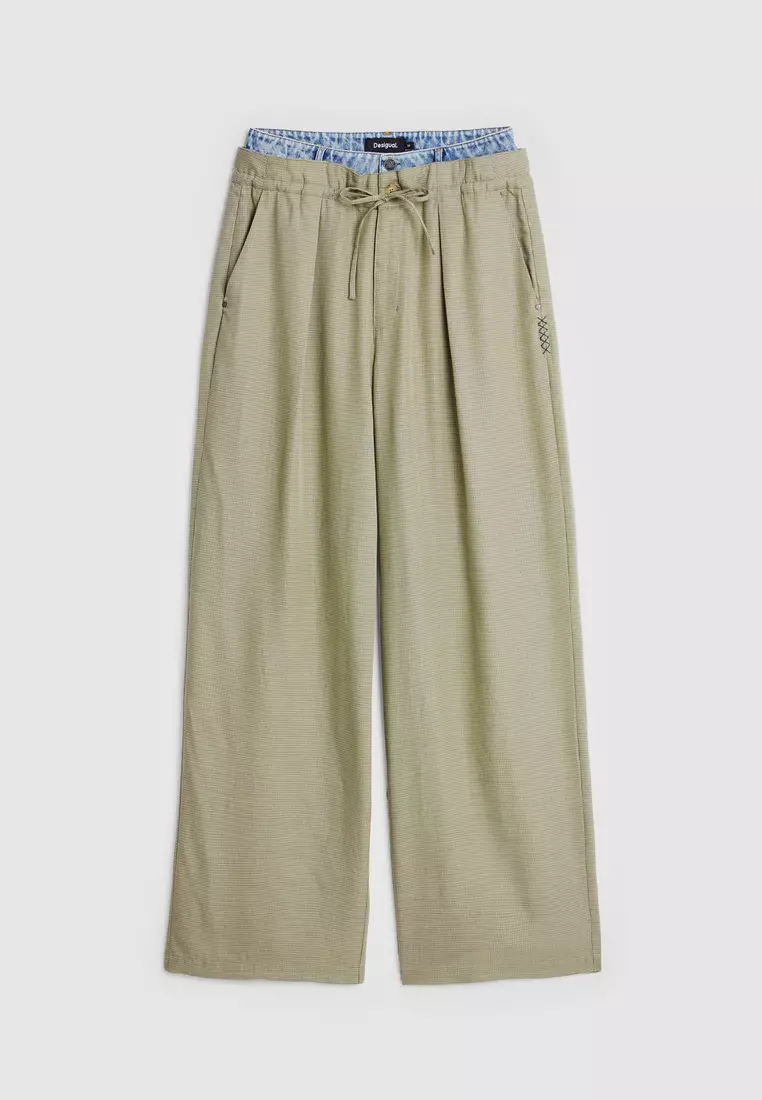 Hybrid long pants with checks