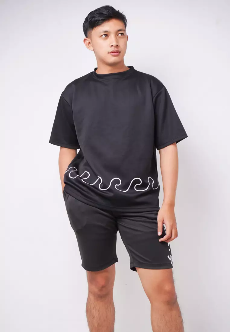 MTK03 Kaos Oversize Distro Pria Wave Hitam