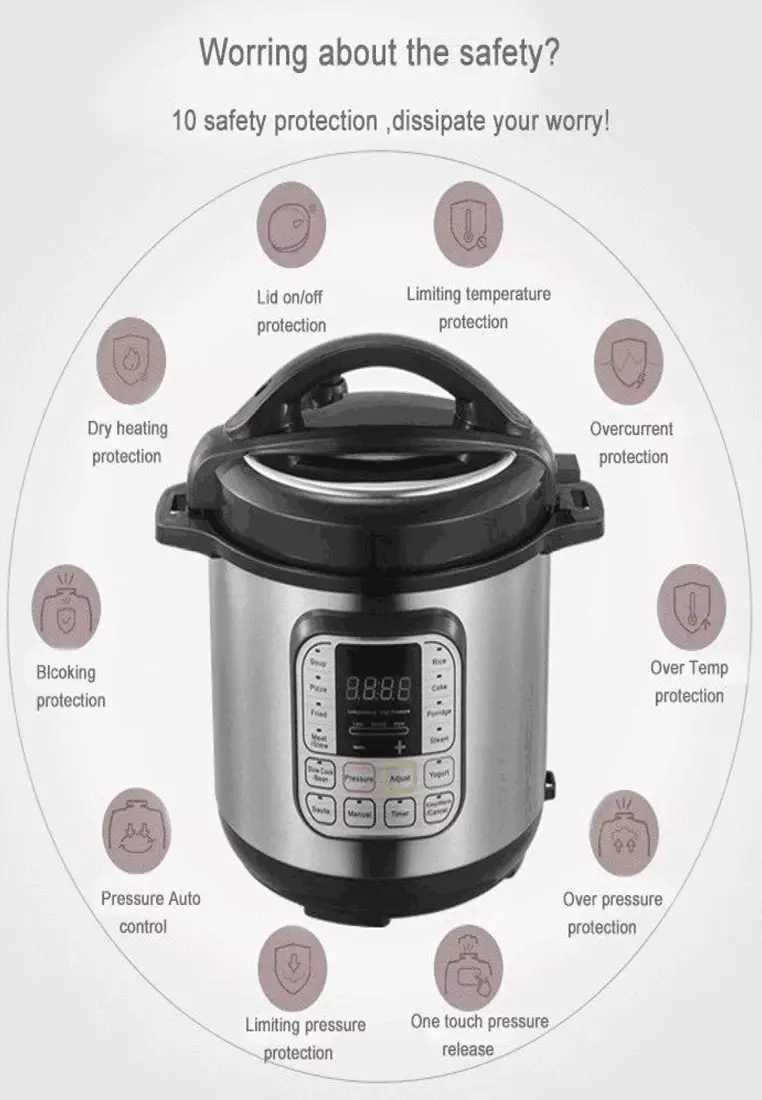 Buy Maidronic 11 in 1 Programmable Touch Screen 6L Pressure Cooker With ...