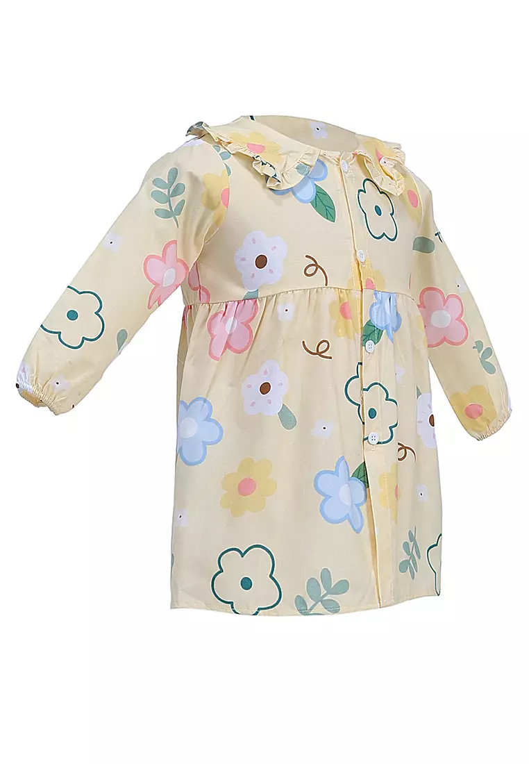 Octavia Atasan Anak Perempuan Blouse Remple Lengan Panjang Motif Bunga Material Cotton ORIGINAL - Cream