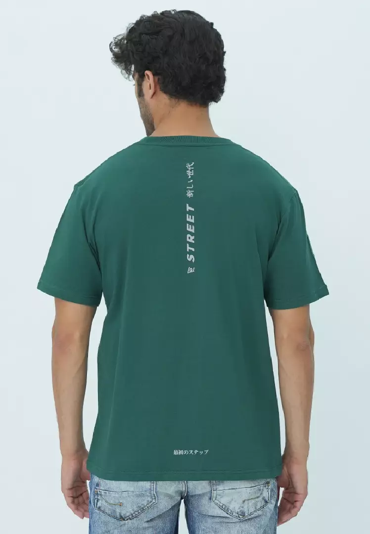 LGS Street - Kaos Streetwear - Variasi Zipper - Sablon Belakang - Hijau - ST.30.H102.032.C