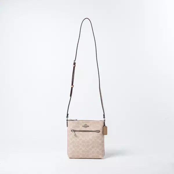 Tas COACH MONOGRAM IVORY WHITE TAUPE ZIP SLING BAG 100% ORIGINAL