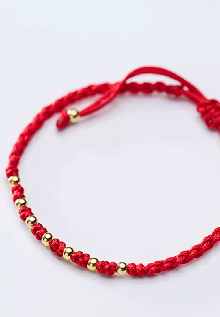 925 Silver Beads x Red Thread Lucky Bracelet JW AR-S3342